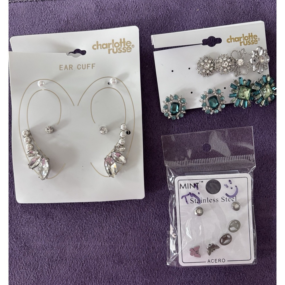 Nine Pair Charlotte Russe Brand New Never Worn 3058. Fashion Drawing Ear Cuff.